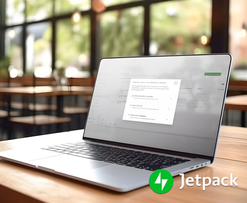 new Jetpack newsletter feature on a laptop screen